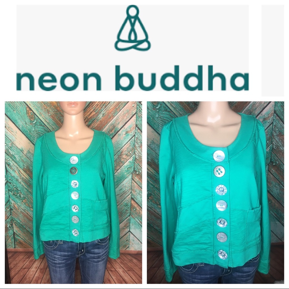Neon Buddha Teal Cropped Jacket